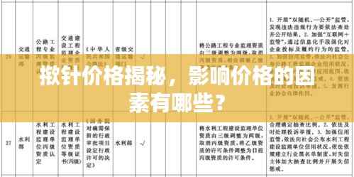 揿针价格揭秘,影响价格的因素有哪些?