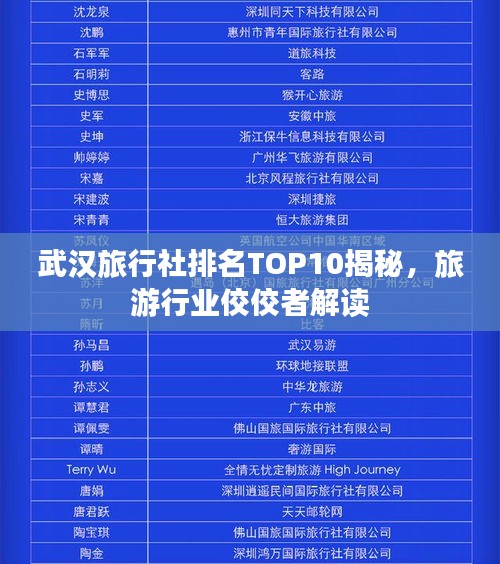 武汉旅行社排名TOP10揭秘,旅游行业佼佼者解读
