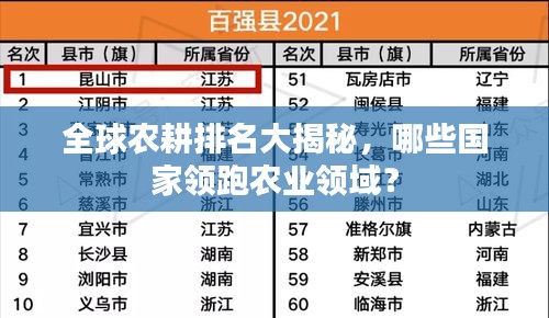 全球农耕排名大揭秘,哪些国家领跑农业领域?