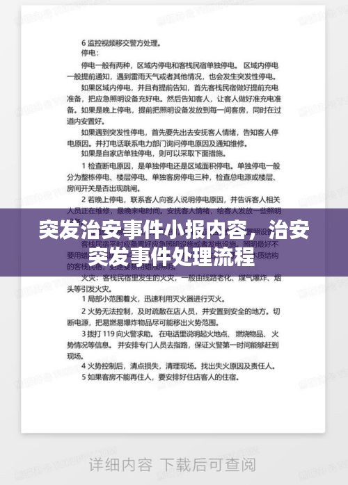 突发治安事件小报内容，治安突发事件处理流程 